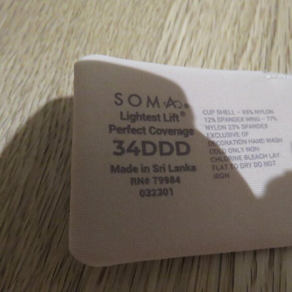 SOMA Lightest Lift Perfect Coverage Bra in Pale Sand Floral - Size 34DDD - Picture 14 of 14